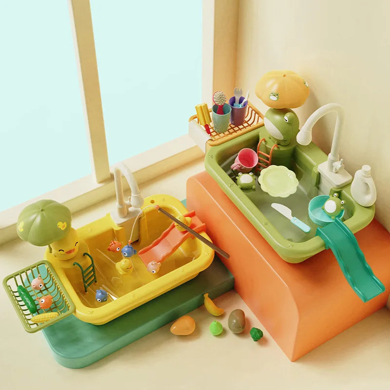 Keukenspeelgoed – 2-in-1 Gootsteen Spel met Stromend Water, Educatief en Leuk voor Kinderen 2