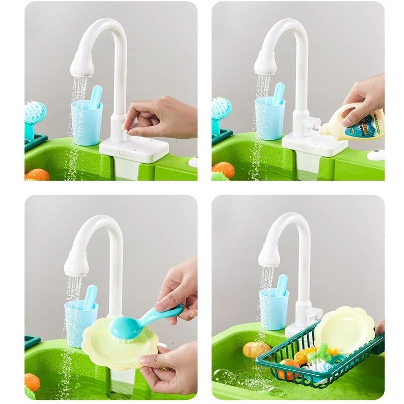 Keukenspeelgoed – 2-in-1 Gootsteen Spel met Stromend Water, Educatief en Leuk voor Kinderen 3