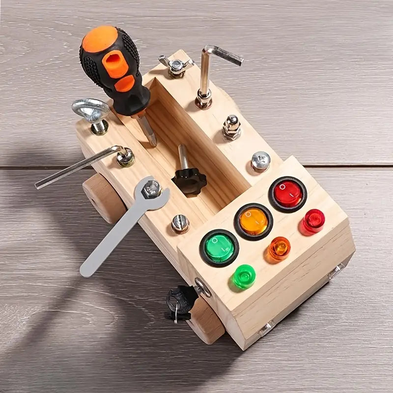 Montessori Busy Bord – Educatief Speelbord van Multiplex met LED's en Interactieve Functies voor Kinderen 1