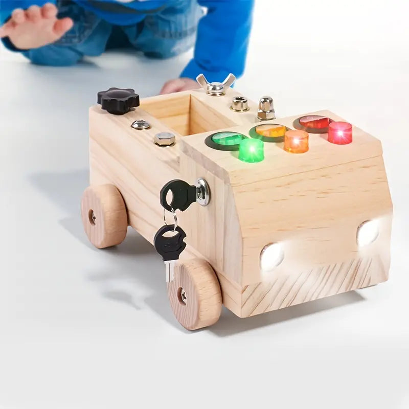 Montessori Busy Bord – Educatief Speelbord van Multiplex met LED's en Interactieve Functies voor Kinderen 3