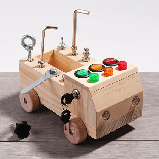 Montessori Busy Bord – Educatief Speelbord van Multiplex met LED's en Interactieve Functies voor Kinderen 4