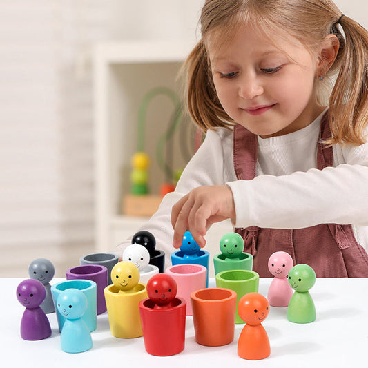 Montessori Kleurensorteerbeker – Educatief Houten Spel voor Kleurherkenning en Fijne Motoriek 0