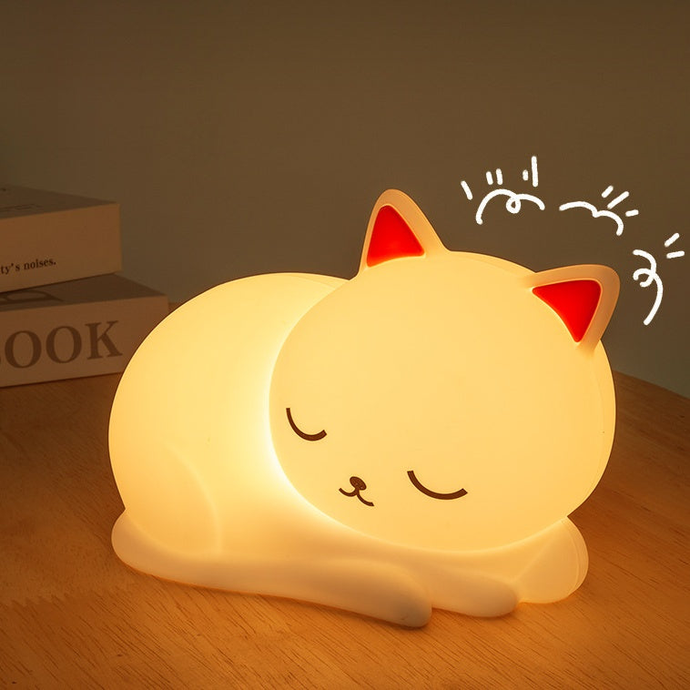Nachtlampje Babykamer – Zacht Siliconen LED Lampje in Kattenvorm, Oplaadbaar en Draagbaar 0