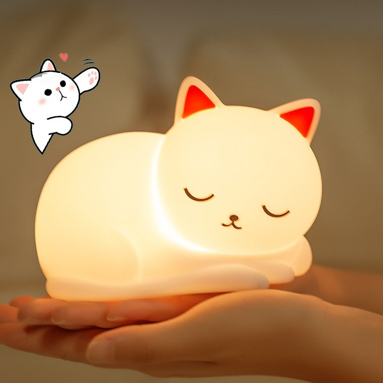 Nachtlampje Babykamer – Zacht Siliconen LED Lampje in Kattenvorm, Oplaadbaar en Draagbaar 1