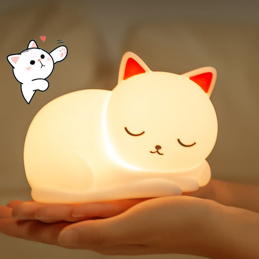 Nachtlampje Babykamer – Zacht Siliconen LED Lampje in Kattenvorm, Oplaadbaar en Draagbaar 1