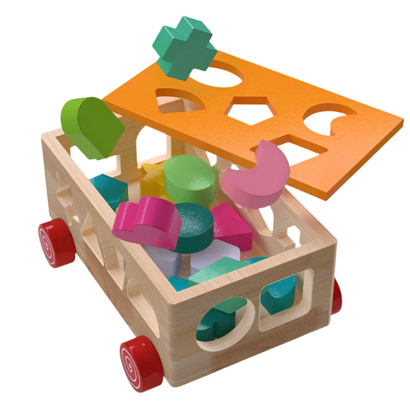 Blokkenwagen – Educatief Met Sorteerfunctie, Duurzaam Hout, 12 Kleurrijke Blokken – Voor Actieve Peuters 5