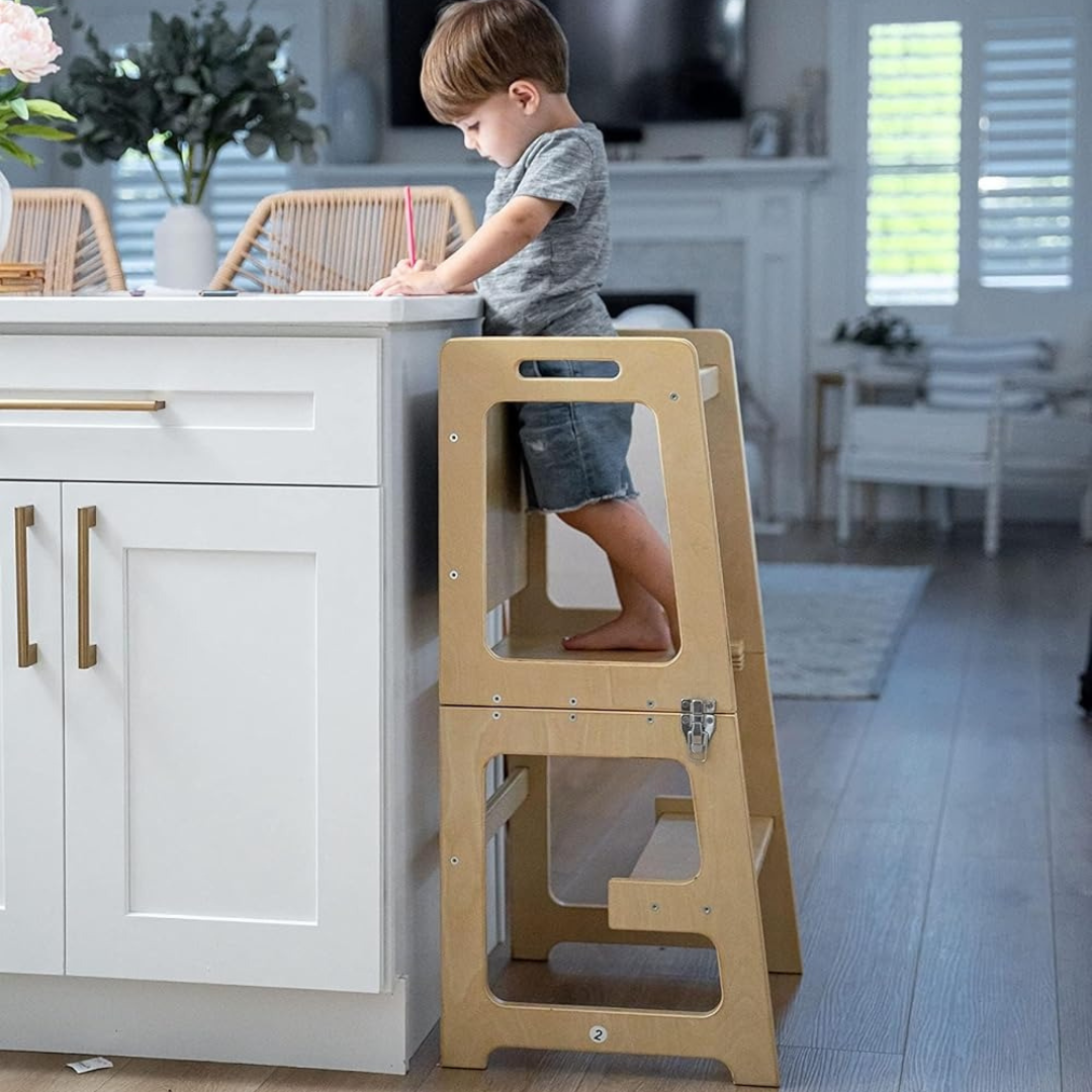 Peutertoren – 4-in-1 Functie, Veilig Houten Ontwerp – Geschikt voor Kinderen van 18 Maanden tot 6 Jaar-4