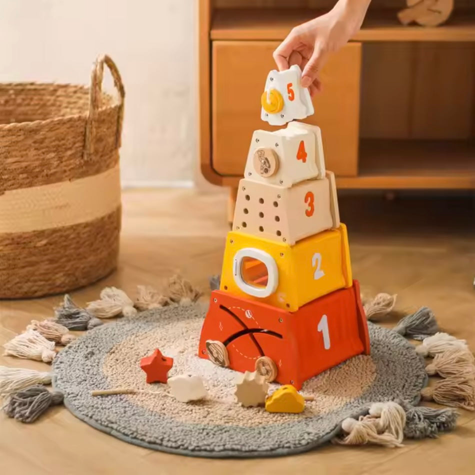 Houten Speelgoed Raket – Educatief Montessori Stapelset voor Motorische Ontwikkeling en Creativiteit 2