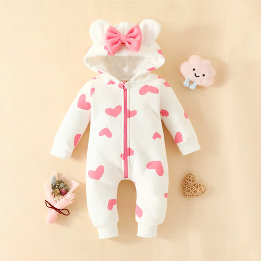 Romper Lange Mouwen met Hoed – Dikke Warme Buitenstof, Rits Sluiting voor Baby's 3