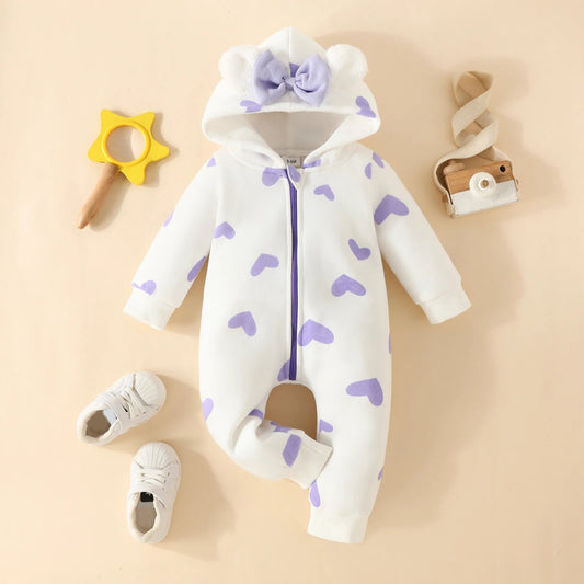 Romper Lange Mouwen met Hoed – Dikke Warme Buitenstof, Rits Sluiting voor Baby's 9