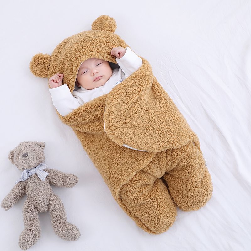 Wikkeldeken – Schattige Berenoortjes, Zacht Katoen – Ideaal voor Baby's Comfort en Warmte-5