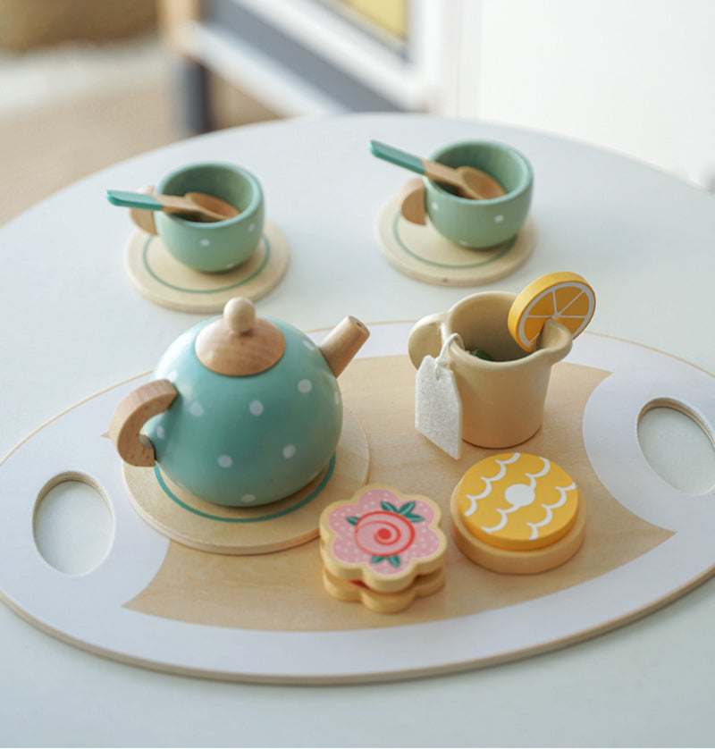 Houten High Tea Set – Duurzaam Educatief Speelgoed, 15 Stuks, Veilig Voor Jonge Kinderen 4