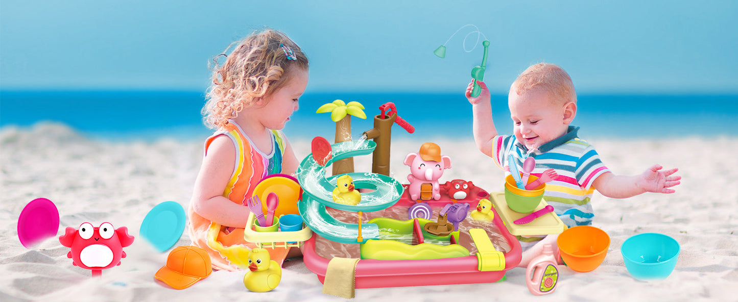 Waterspeeltafel – Educatief Speelgoed met Glijbaan, Fontein en Dieren – Voor Binnen en Buiten 2