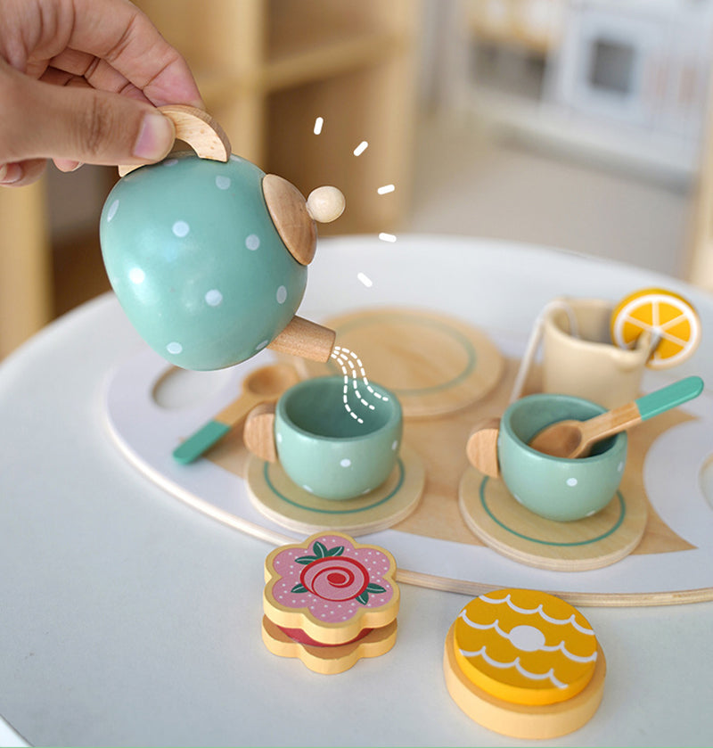 Houten High Tea Set – Duurzaam Educatief Speelgoed, 15 Stuks, Veilig Voor Jonge Kinderen 2