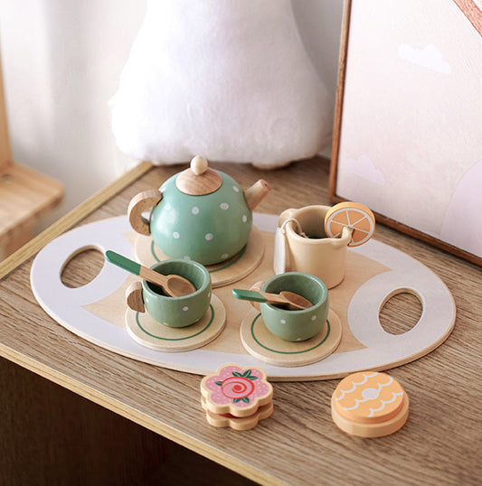 Houten High Tea Set – Duurzaam Educatief Speelgoed, 15 Stuks, Veilig Voor Jonge Kinderen 3