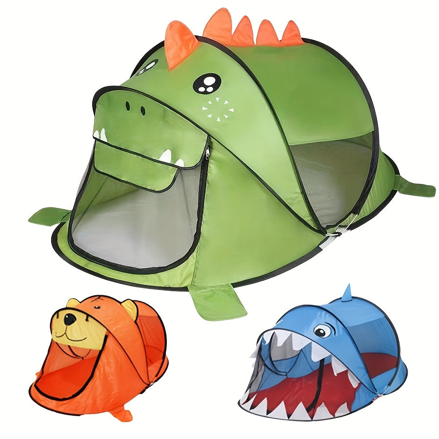 Speeltent Set – Ademend Gaas met UPF 50 Bescherming, Draagbare Dinosaurus, Haai & Beer Ontwerpen 1