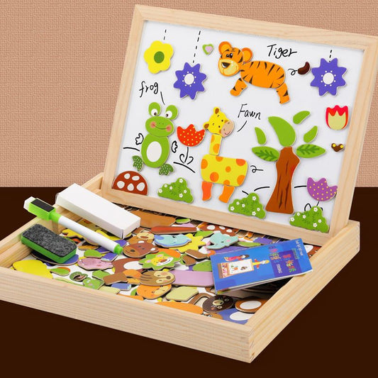 Tekenbord – 2-in-1 Magnetisch Whiteboard en Krijtbord, Licht Beukenhout – Inclusief Accessoires 0