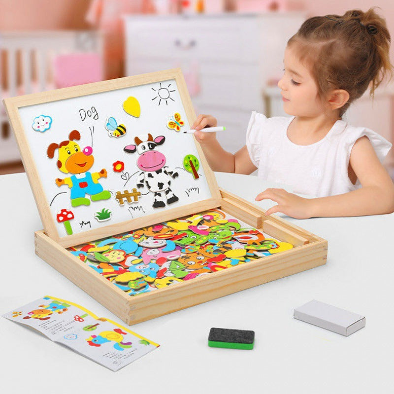 Tekenbord – 2-in-1 Magnetisch Whiteboard en Krijtbord, Licht Beukenhout – Inclusief Accessoires 1