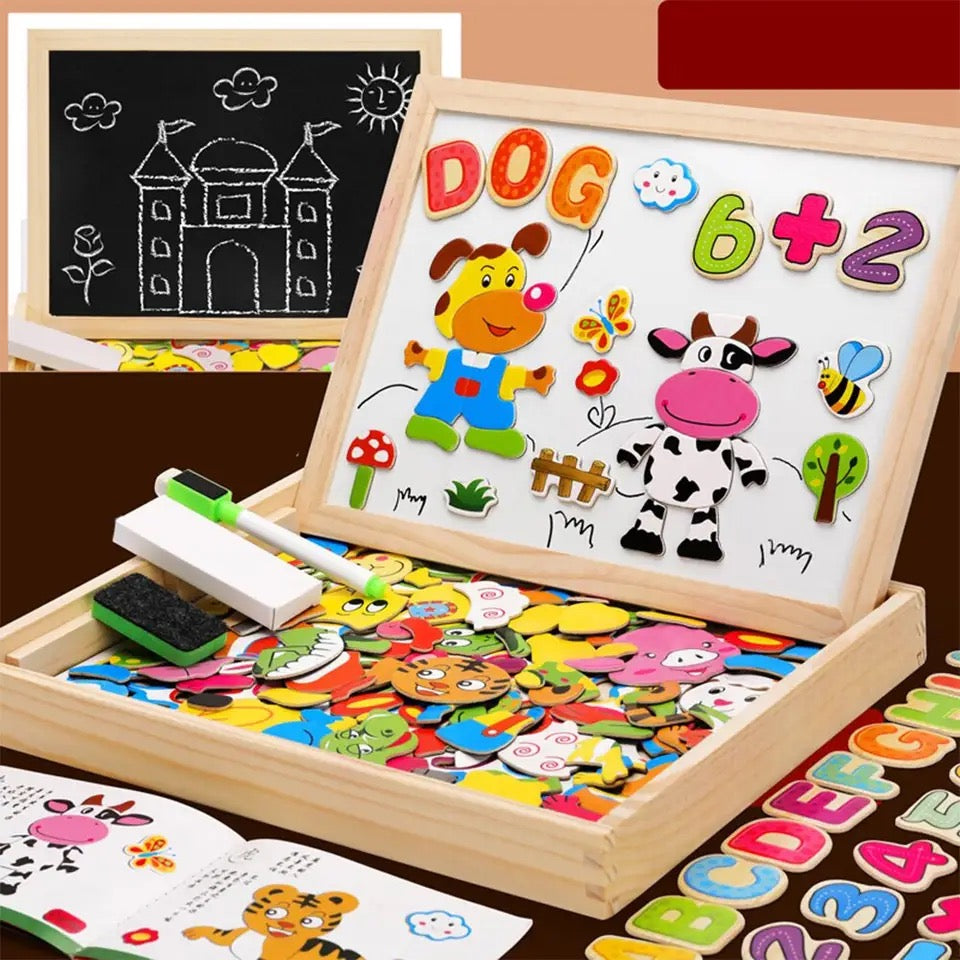 Tekenbord – 2-in-1 Magnetisch Whiteboard en Krijtbord, Licht Beukenhout – Inclusief Accessoires 2
