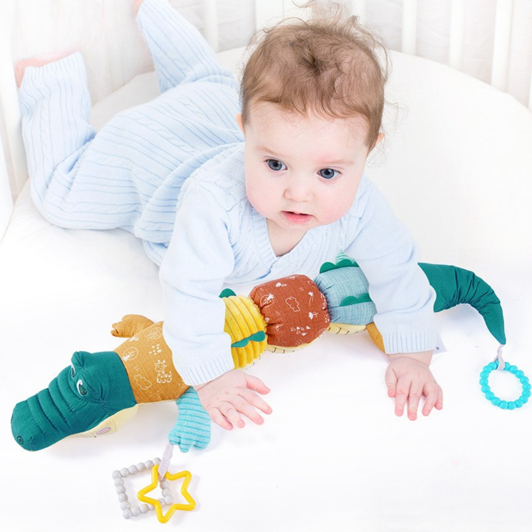 Zintuiglijke Rammelaar – Krokodil van Zacht Pluche, Ideaal voor Baby's van 0-3 Jaar-2