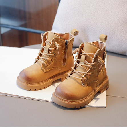 Veterboots voor Kinderen – Hoogwaardige Leer, Antislipzool, Ademend Ontwerp – Perfect voor Actieve Kinderen 0