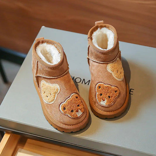 Winter Enkellaars – Warm en Comfortabel Suède met Berenapplicaties – Ideaal voor Kinderen 1