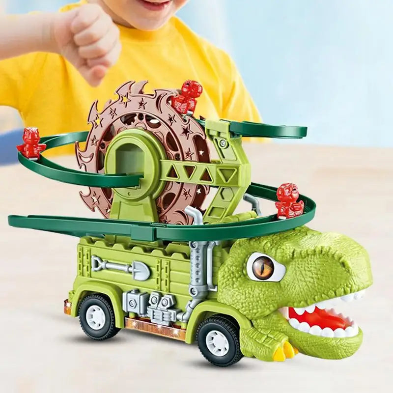 Dino Racebaan – Interactieve Speelset van Hout met Klim- en Racefuncties – Geschikt voor Kinderen vanaf 3 Jaar-4