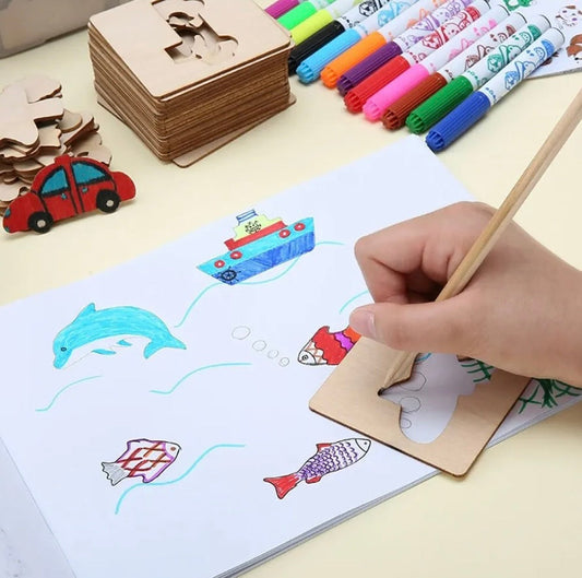 Kunstsjablonen – Educatieve Houten Stencils, Set van 20 – Veilig en Duurzaam voor Creatieve Ontwikkeling 2