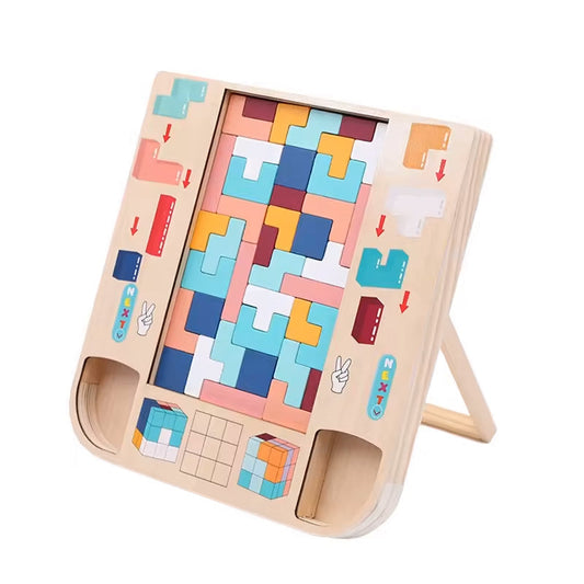Houten Tetris Spel – Educatief Speelgoed voor Peuters – Stimuleert Creativiteit en Probleemoplossend Vermogen 1