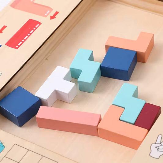 Houten Tetris Spel – Educatief Speelgoed voor Peuters – Stimuleert Creativiteit en Probleemoplossend Vermogen 2